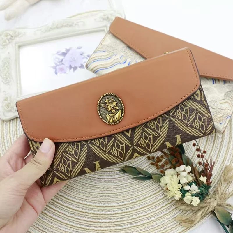 && 新款民族风休闲百搭复古长款钱包 2402棕色