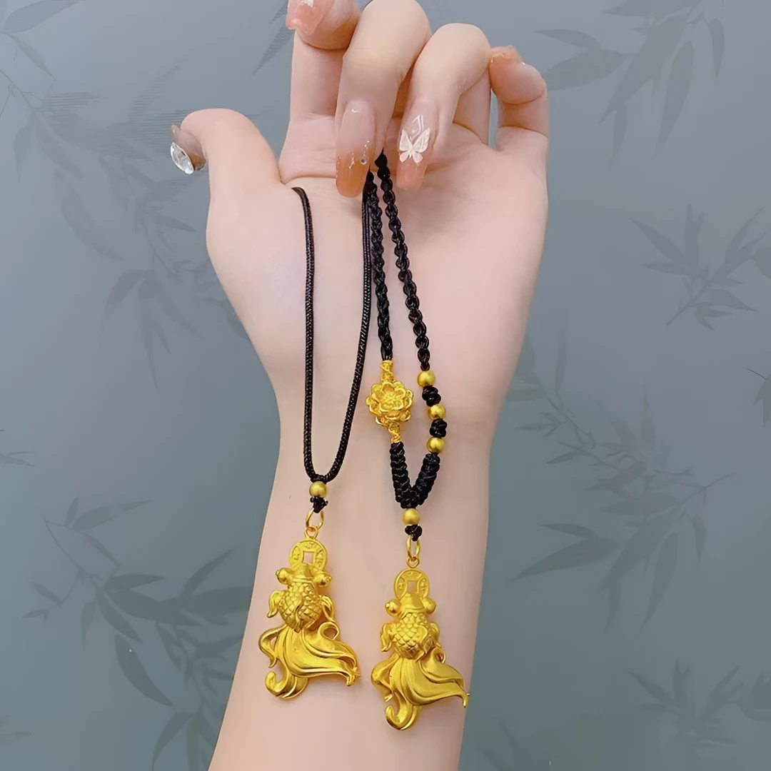 铜合金吊坠 古法传承富贵有鱼招财锦鲤吊坠手工百搭素款