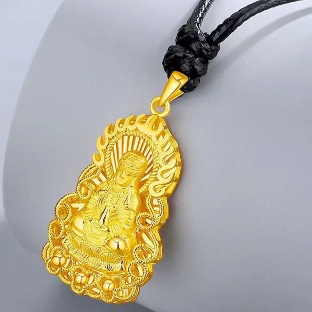 铜合金吊坠 铜合金火焰观音吊坠男款时尚挂坠金色