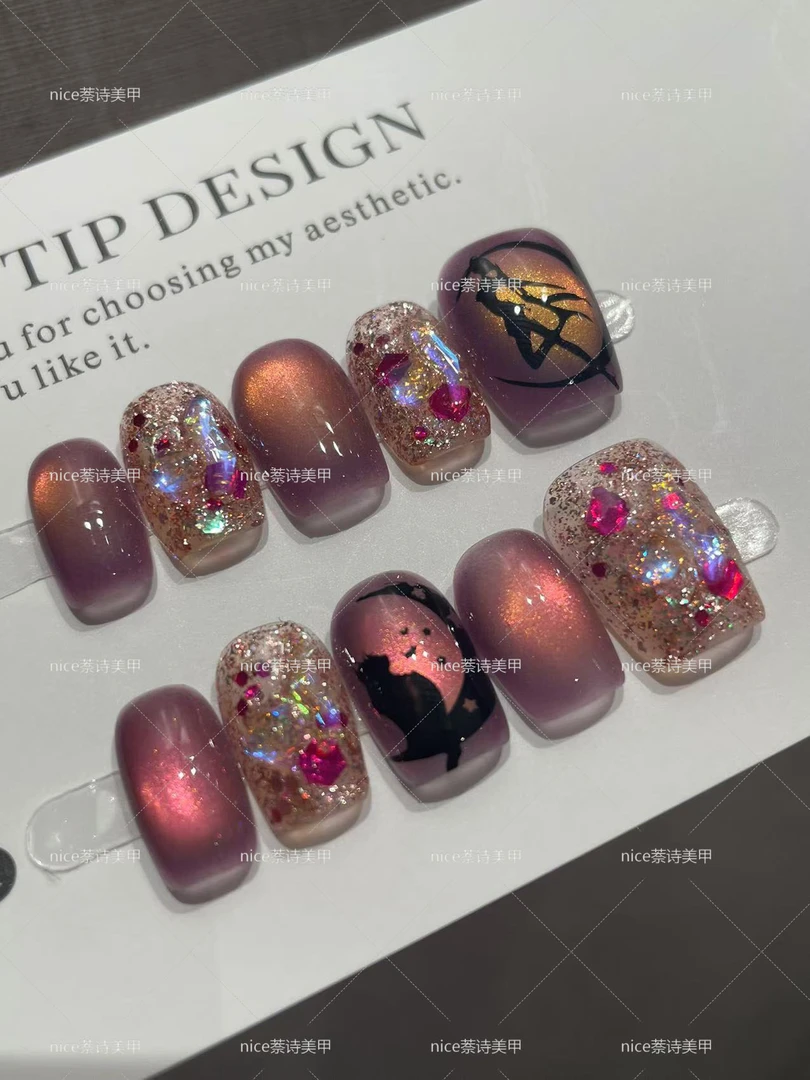 【水冰月（美少女）】纯手工美甲10片装  轻奢气质