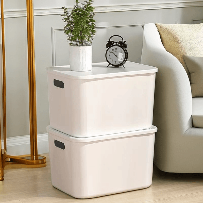 带盖收纳箱玩具零食整理筐桌面储物盒家用杂物客厅塑料置物箱子