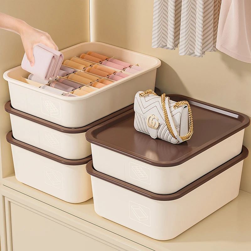 加厚内衣内裤袜子三合一收纳盒家用贴身衣物整理盒衣柜分格神器