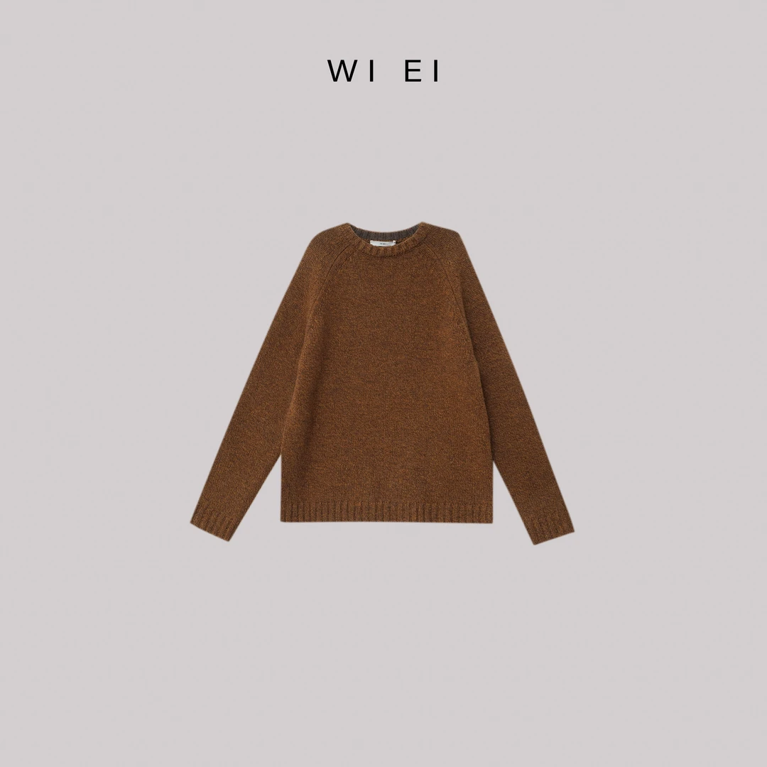 《WI EI》柑橘乌云*圆领 混驼色 100羊毛 针织毛衣 5V044