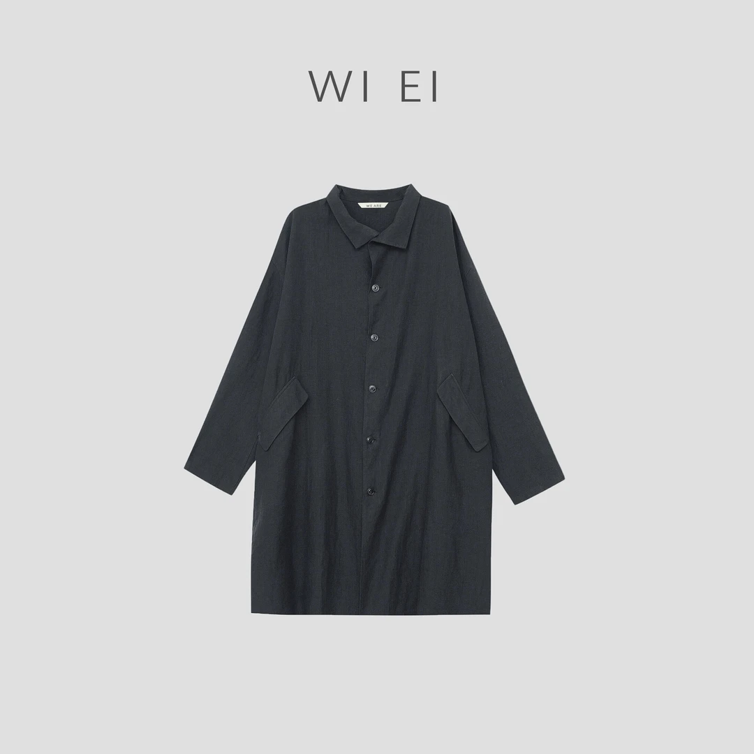 《WI EI》天然植物汉麻纤维 大牌极简复古慵懒风 长款外套 6Z0008