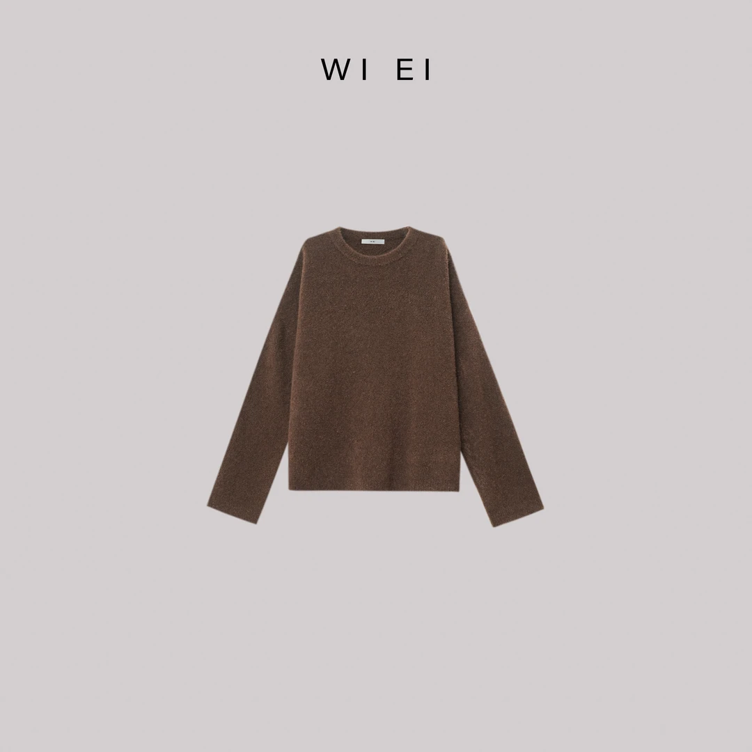 《WI EI》宽松软糯 慵懒风 ins 风 圆领塌肩 长袖毛衣 7A127