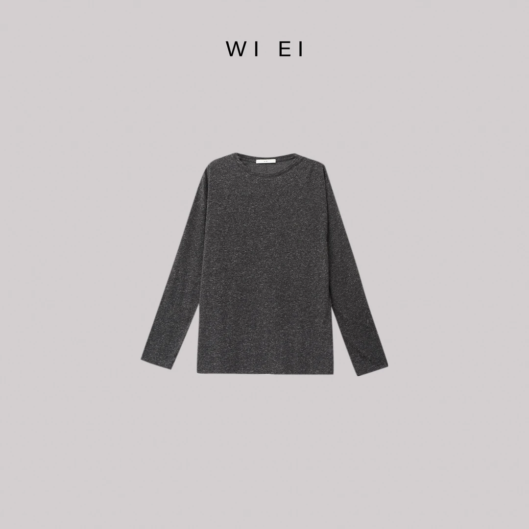 《WI EI》慵懒松弛感 休闲圆领 长袖宽松T恤 23885