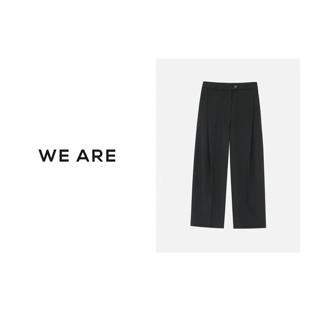 《WE ARE》22298**老爹裤 显瘦 通勤 简约垂感九分直筒西裤