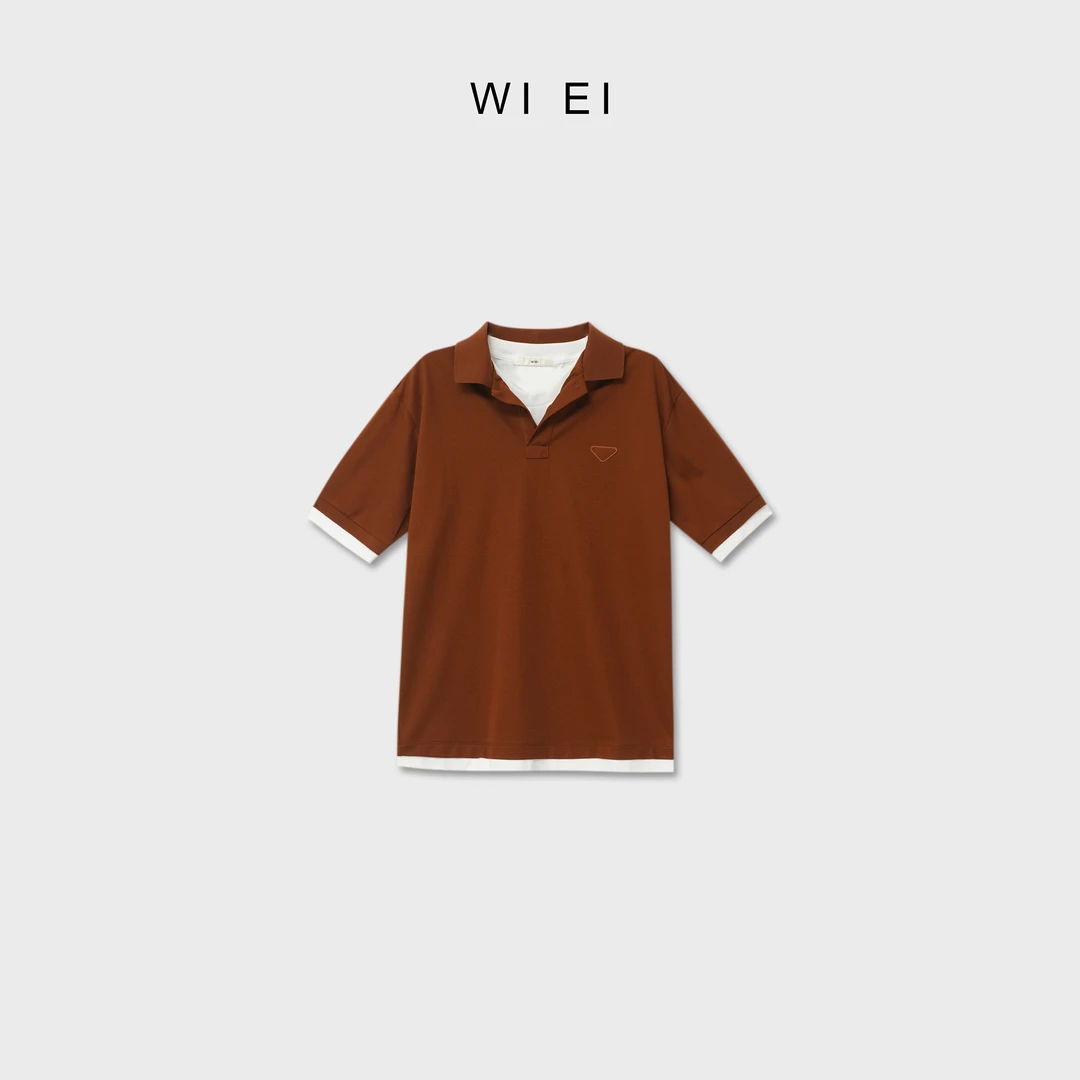 《WI EI》旧金山*撞色假两件 休闲老钱调 POLO领短袖T恤 5C0165