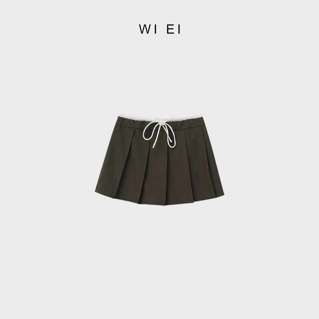 《WI EI》 進口精纺羊毛 M*U风 漫画腿显瘦百褶裙 裙短裤 R2220