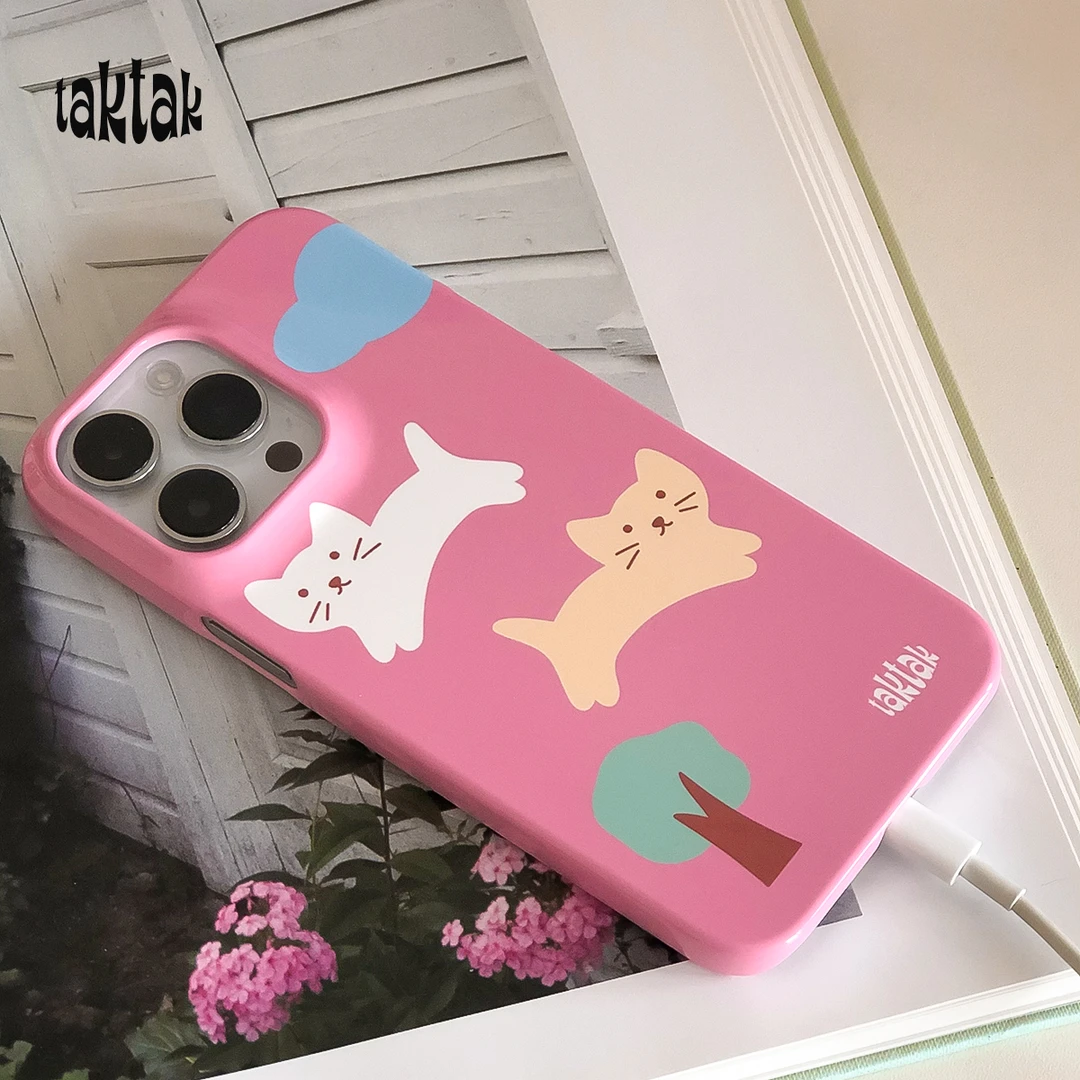 taktak原创两只小猫韩国菲林苹果iPhone13/14/15promax手机壳可爱