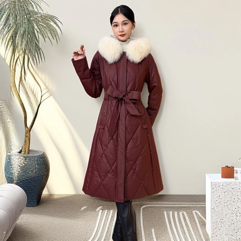 2024 新款冬季显瘦百搭鹅绒服时尚百搭中长款鹅绒服过膝修身连帽