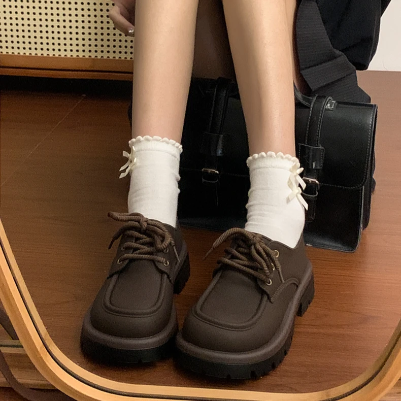 啄木鸟黑色小皮鞋女日系配裙子jk法式复古英伦厚底学生百搭乐福鞋