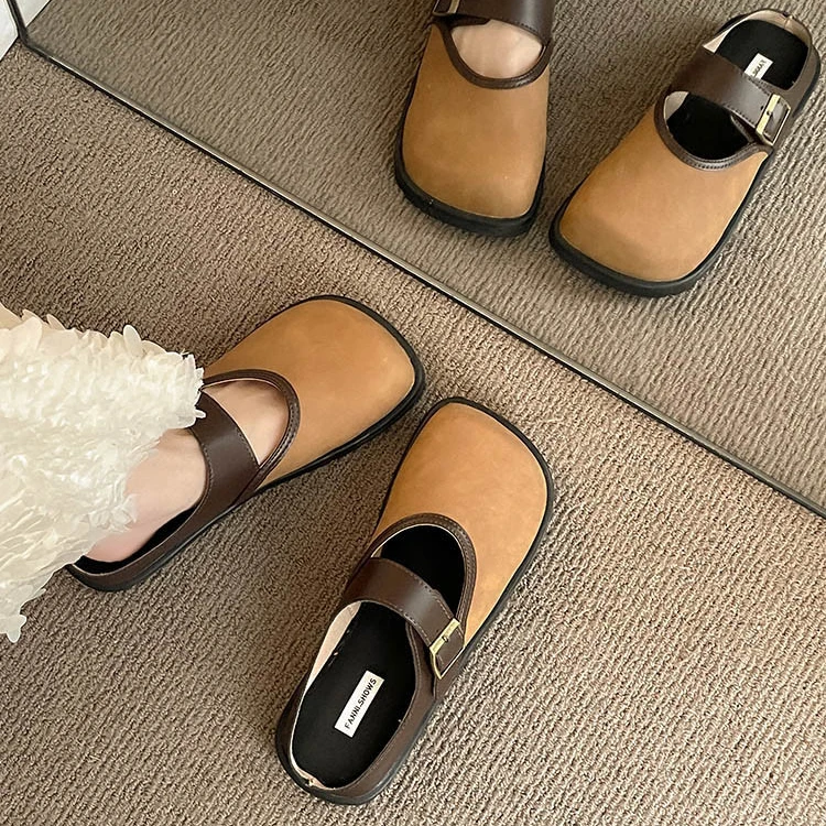 啄木鸟勃肯拖鞋女夏季外穿新款半拖女鞋厚底包头半拖鞋法式凉拖鞋