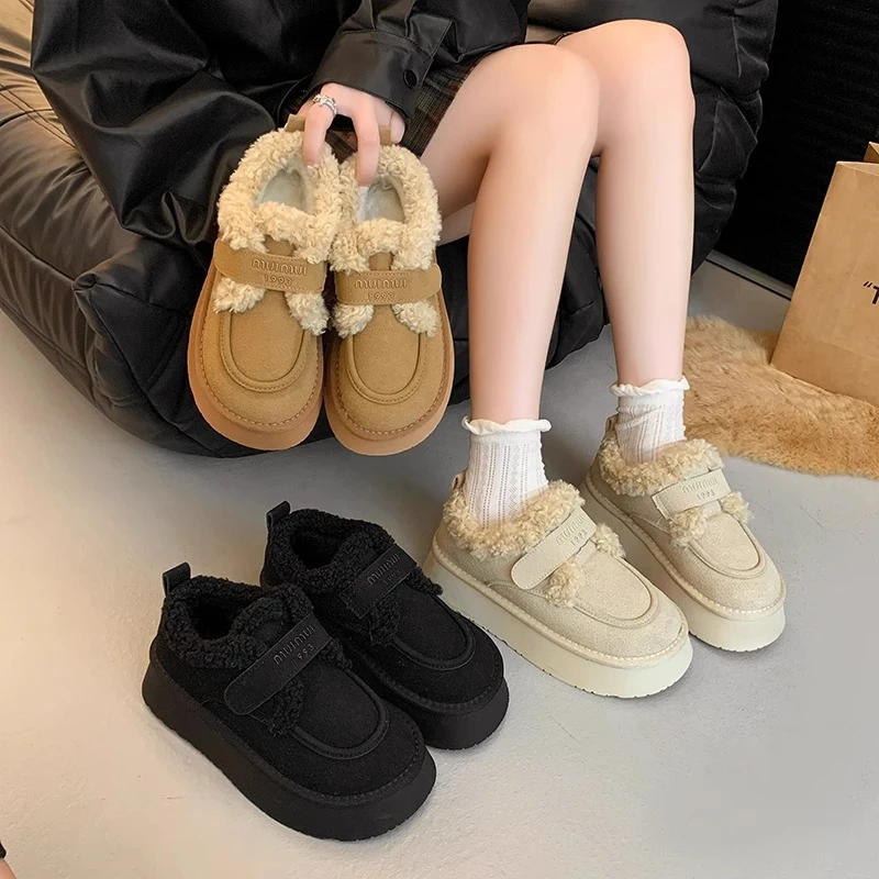 啄木鸟网红厚底勃肯鞋女2024秋季新款加绒加厚保暖舒百适搭雪地靴