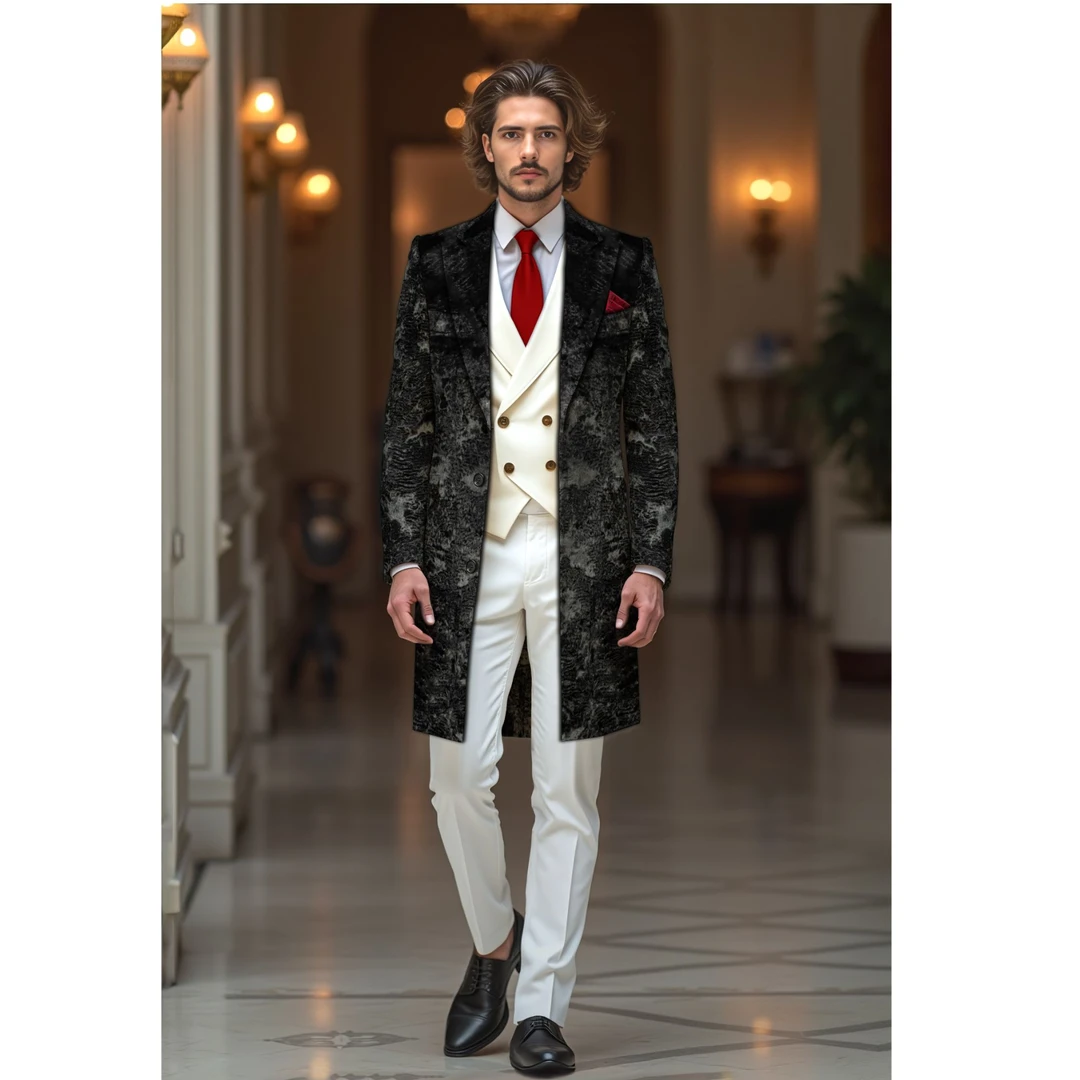 米纱迪意大利进口高端面料男士设计师款休闲保暖大衣外套中长款