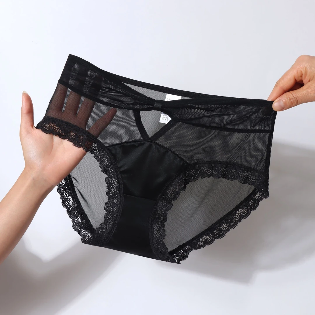 Mimi Angel春夏新款高腰法式蕾丝内裤女轻薄舒适柔软三角裤