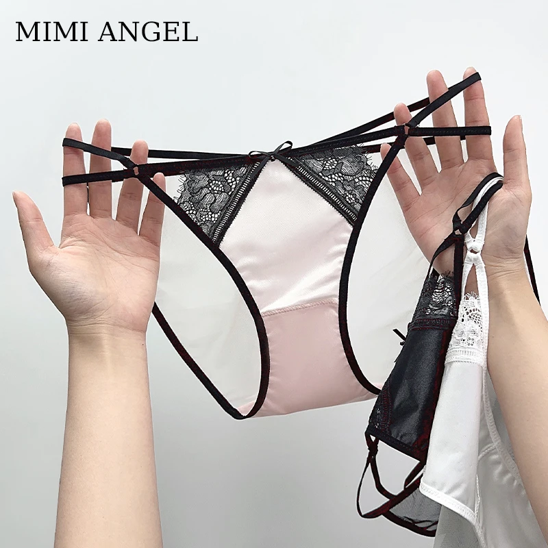 Mimi Angel法式性感舒适睫毛蕾丝内裤女士细带镂空少女内裤纯欲