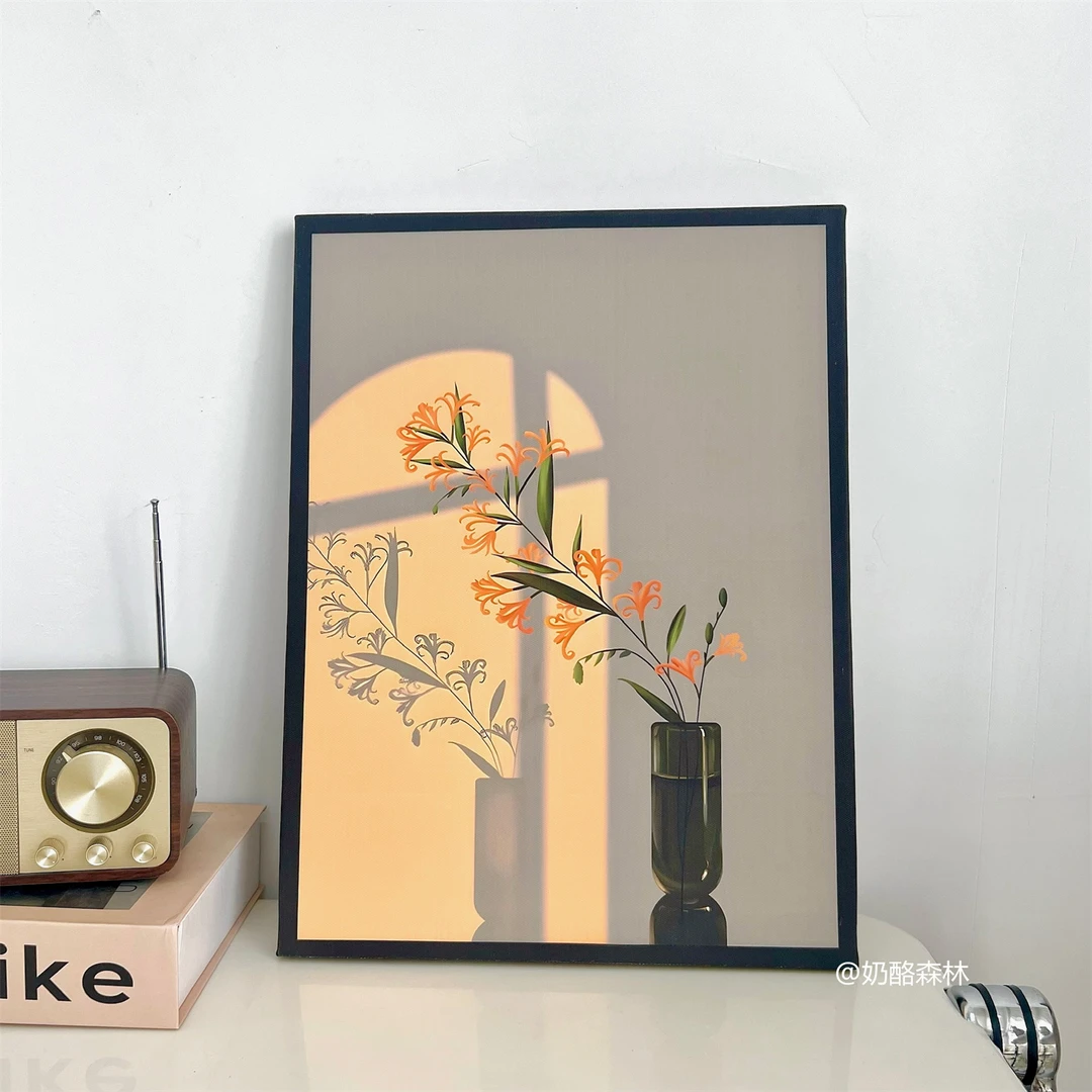 ins风光影植物治愈系画框小清新摆台小众松木挂画北欧装饰画尺寸