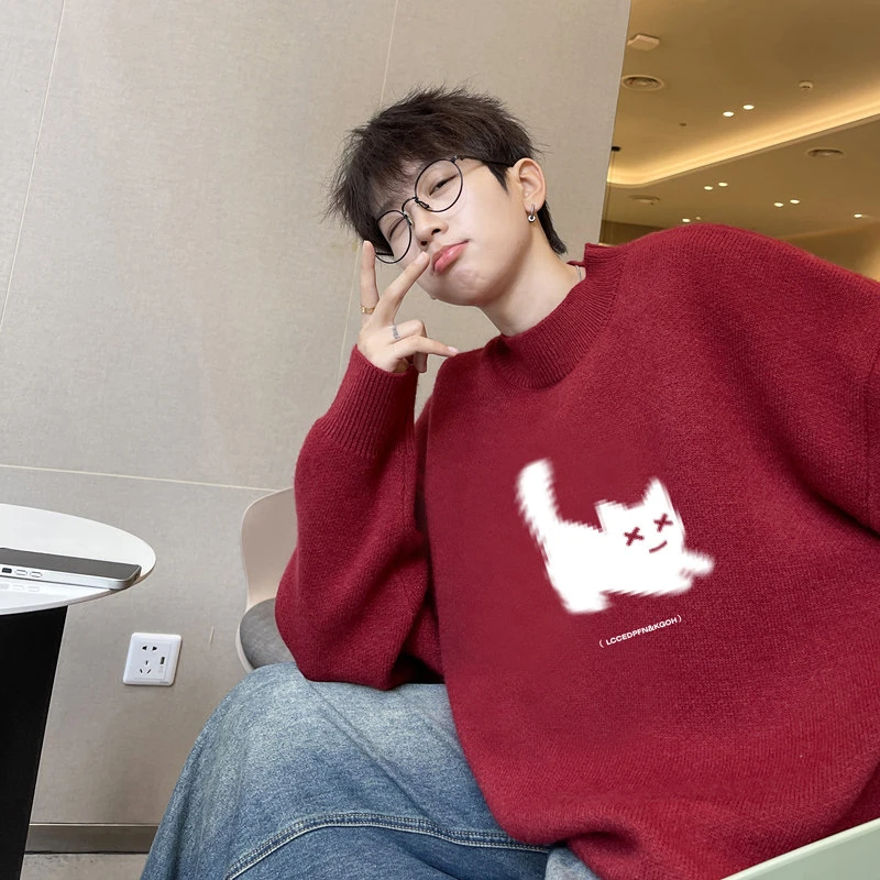 毛衣男宽松慵懒风高级感日系复古青少年内搭打底针织潮牌学生休闲