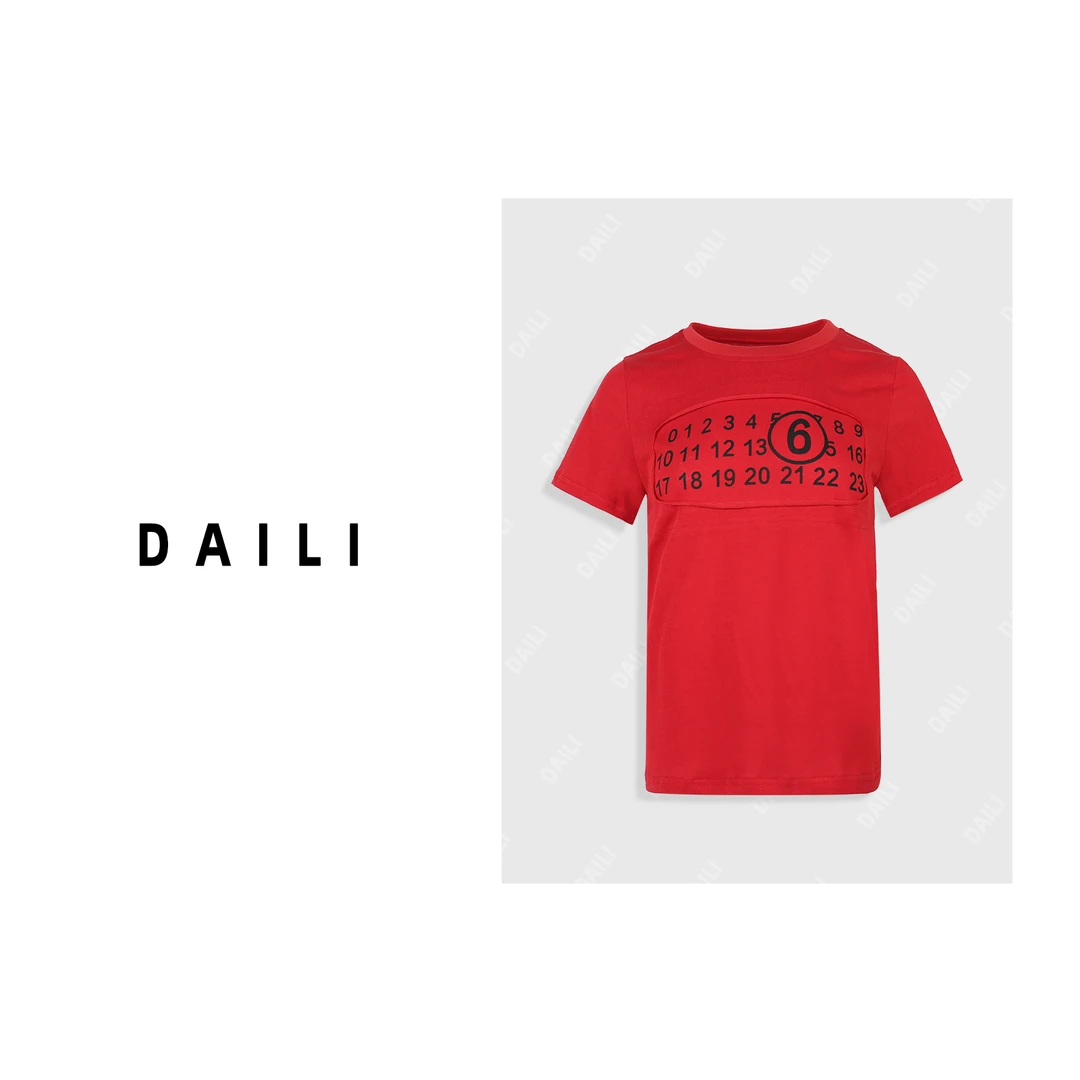 【许半夏推荐】黛利新款时尚圆领短袖字母休闲T恤DL2406003