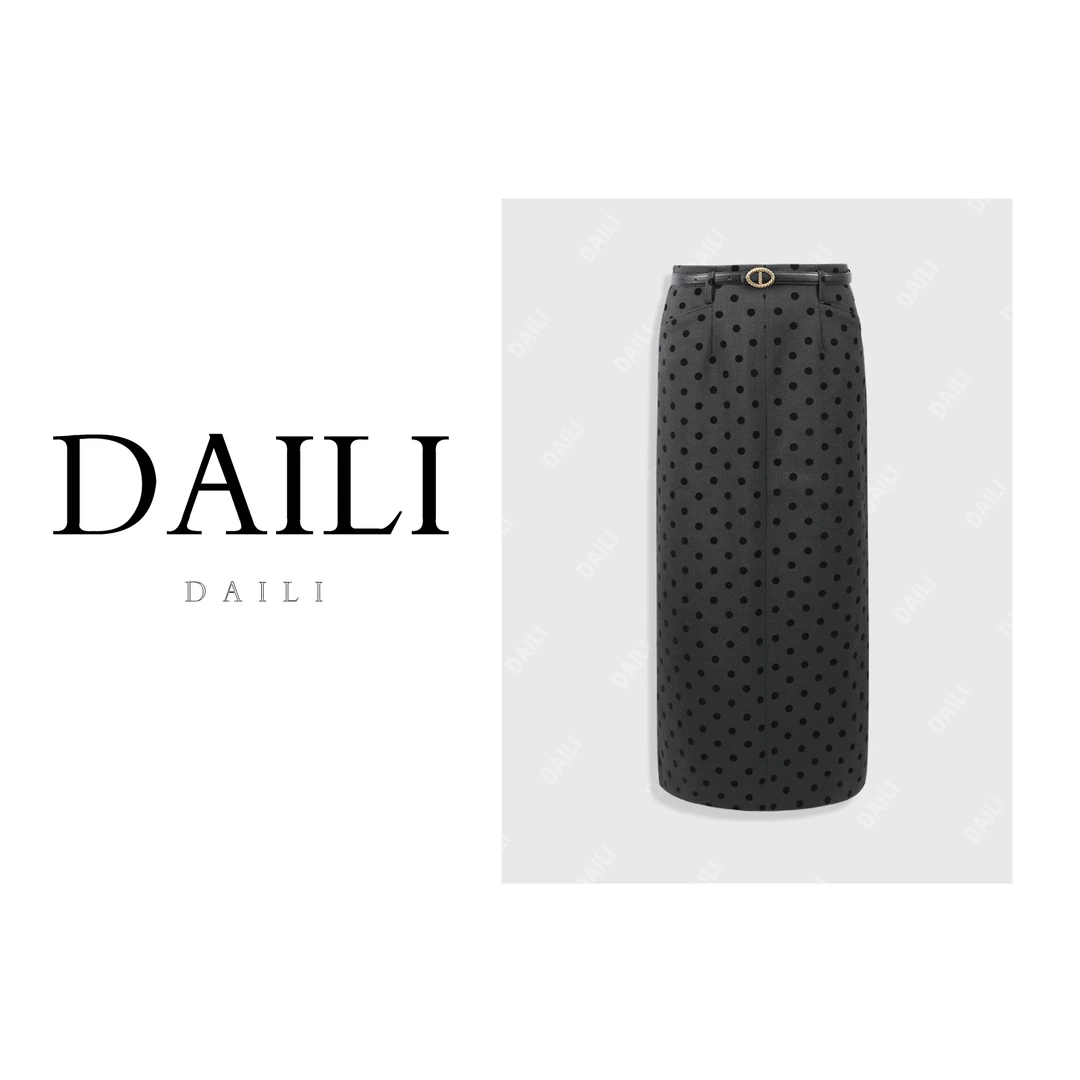 【邱莹莹专享】黛利新款时尚百搭休闲波点半身裙DLBYM-8510