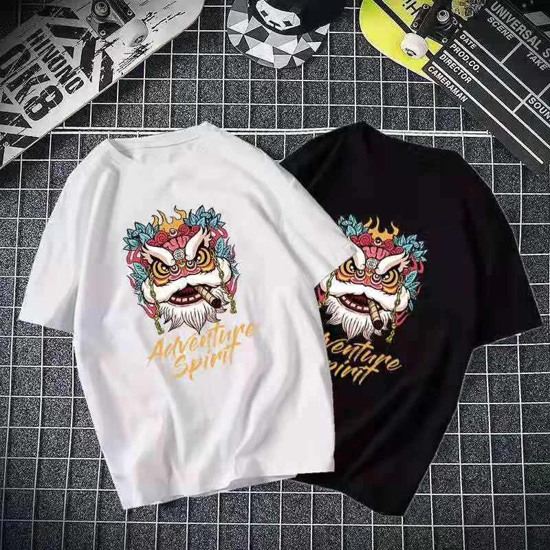 男女同款精梳棉短袖情侣装百搭潮流印花半袖-小年兽