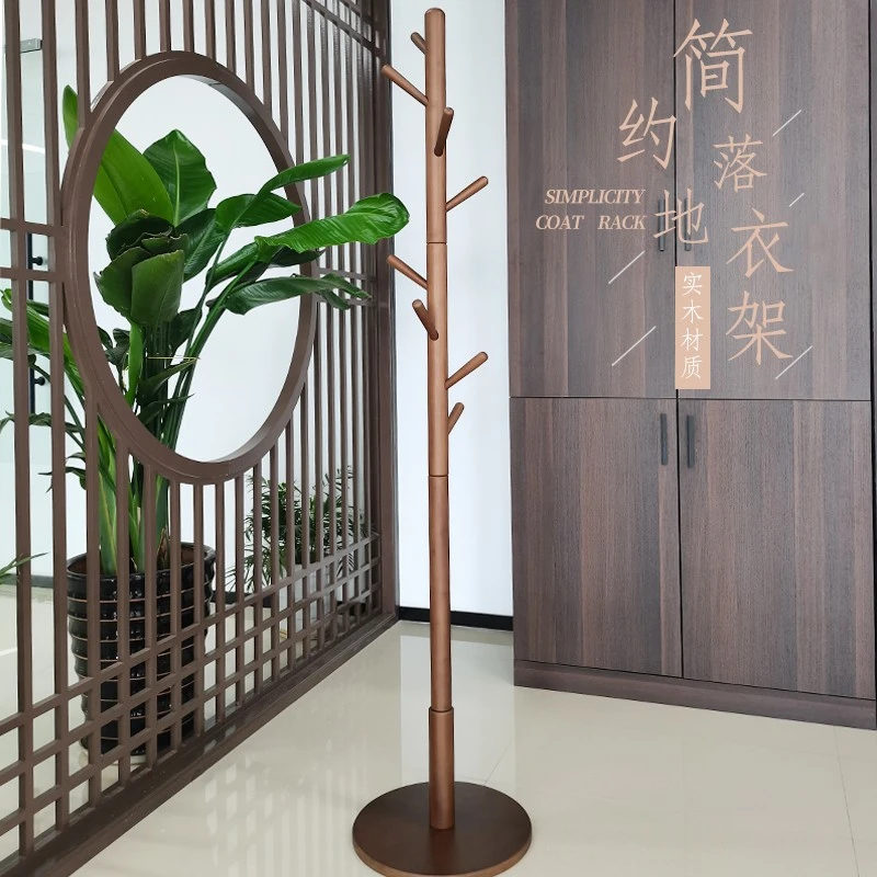 实木简约现代落地衣帽架挂衣架卧室单杆立式晾衣架家用挂包包架子