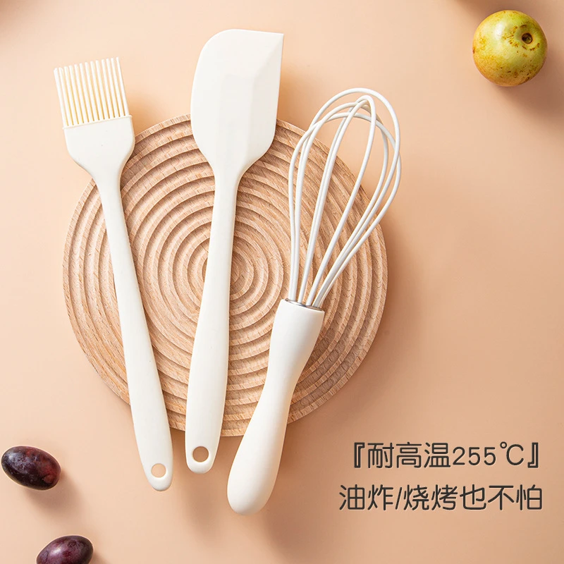 硅胶烘焙3件套蛋糕奶油抹刀刮刀厨房家用打蛋器烧烤油刷小工具