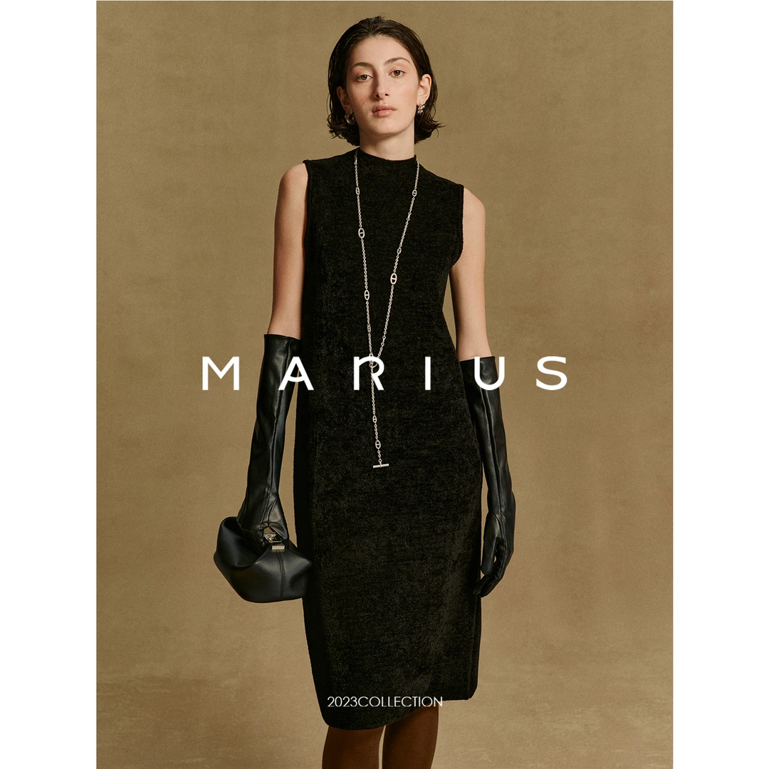 進口雪尼尔高極丝光羽毛纱艺术品无袖连衣裙半裙套装女