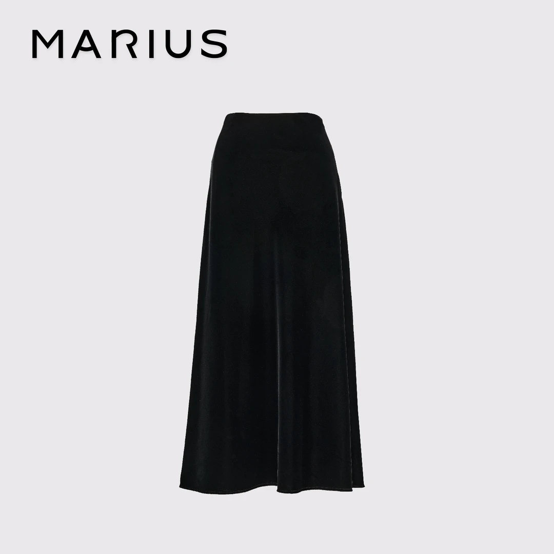 MARIUS"丝滑套"奢牌Vintage复古丝绒拼接气质半裙
