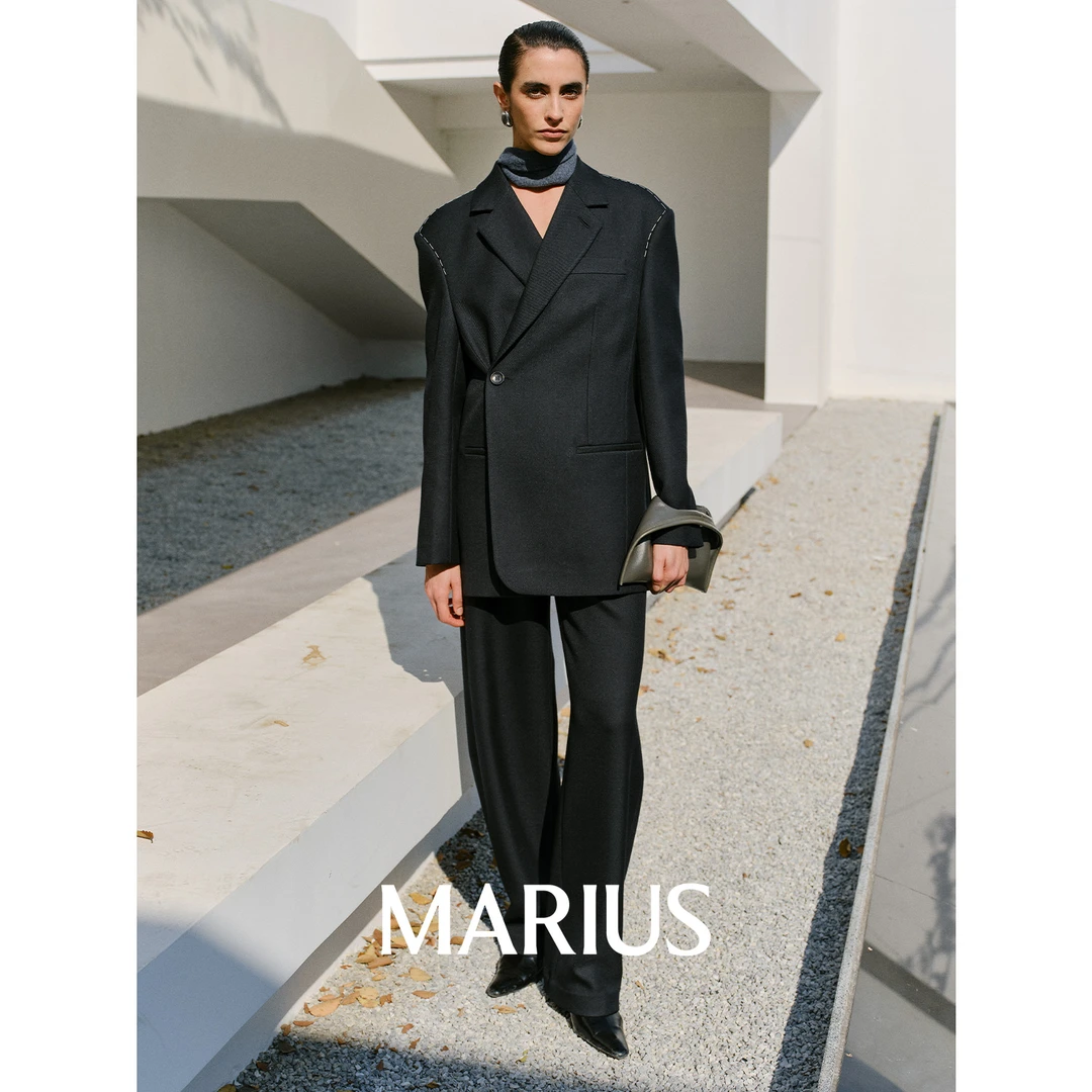 MARIUS“曼哈顿”NIKKE老钱同款面料手工钉线绵羊毛西装长裤套装