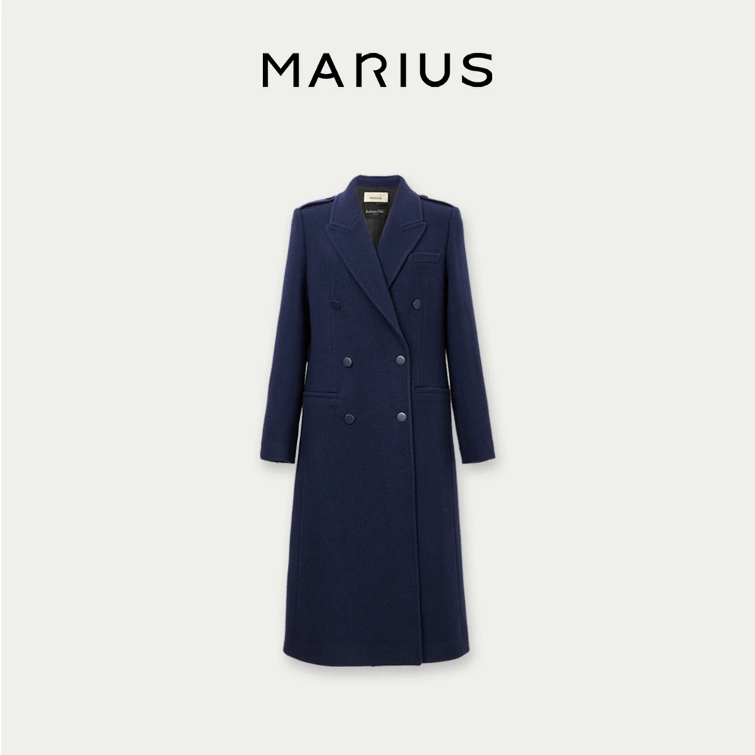 MARIUS“普鲁士”JOSHUA ELLIS女式重磅850G经典排扣大衣.