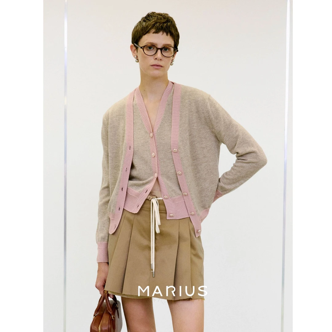 MARIUS“人人爱”福利款经典佰搭1oo%绵针织马甲开衫套装