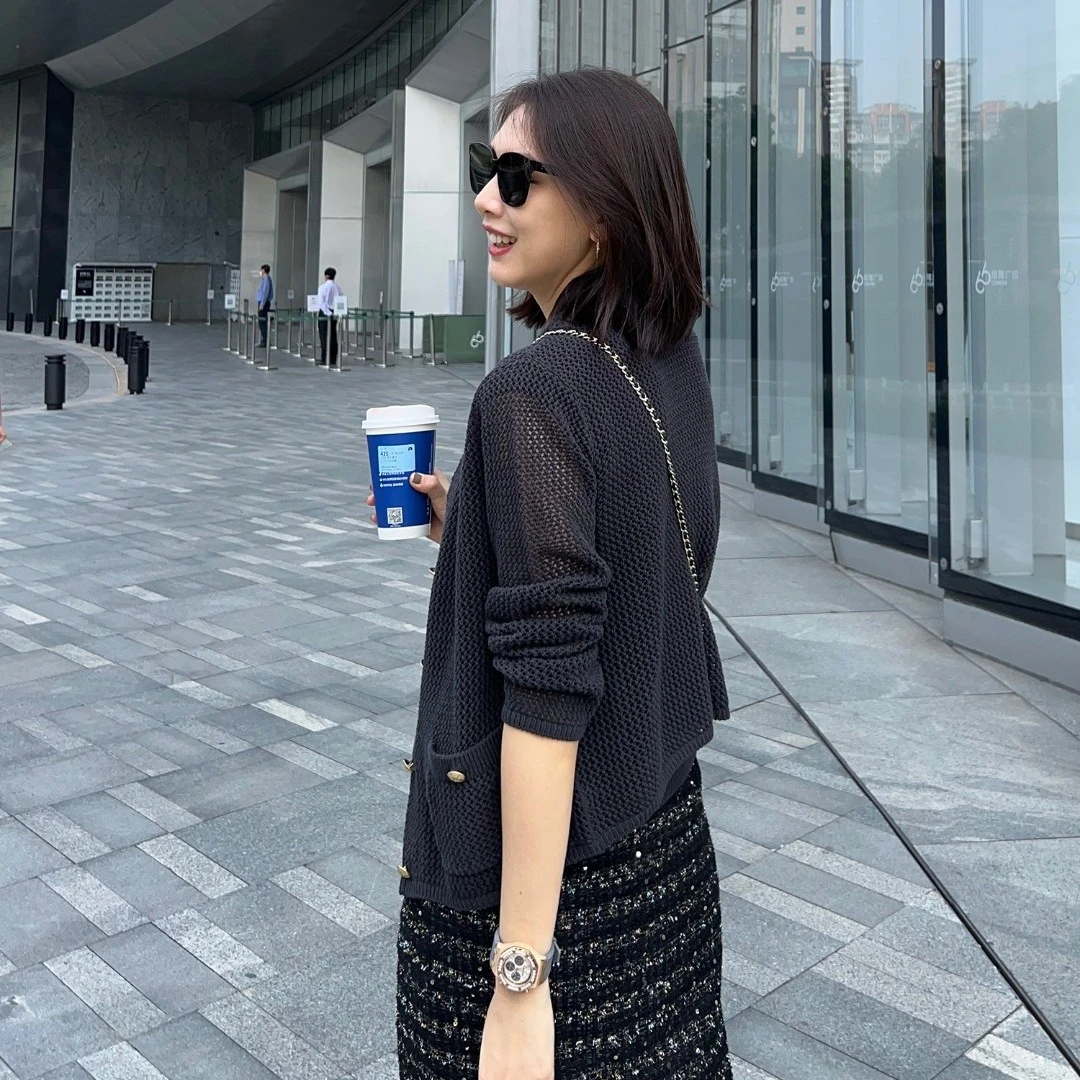 MARIUS丨''左岸午后'' 新疆长绒棉小香风针织V领挑洞开衫背心3色