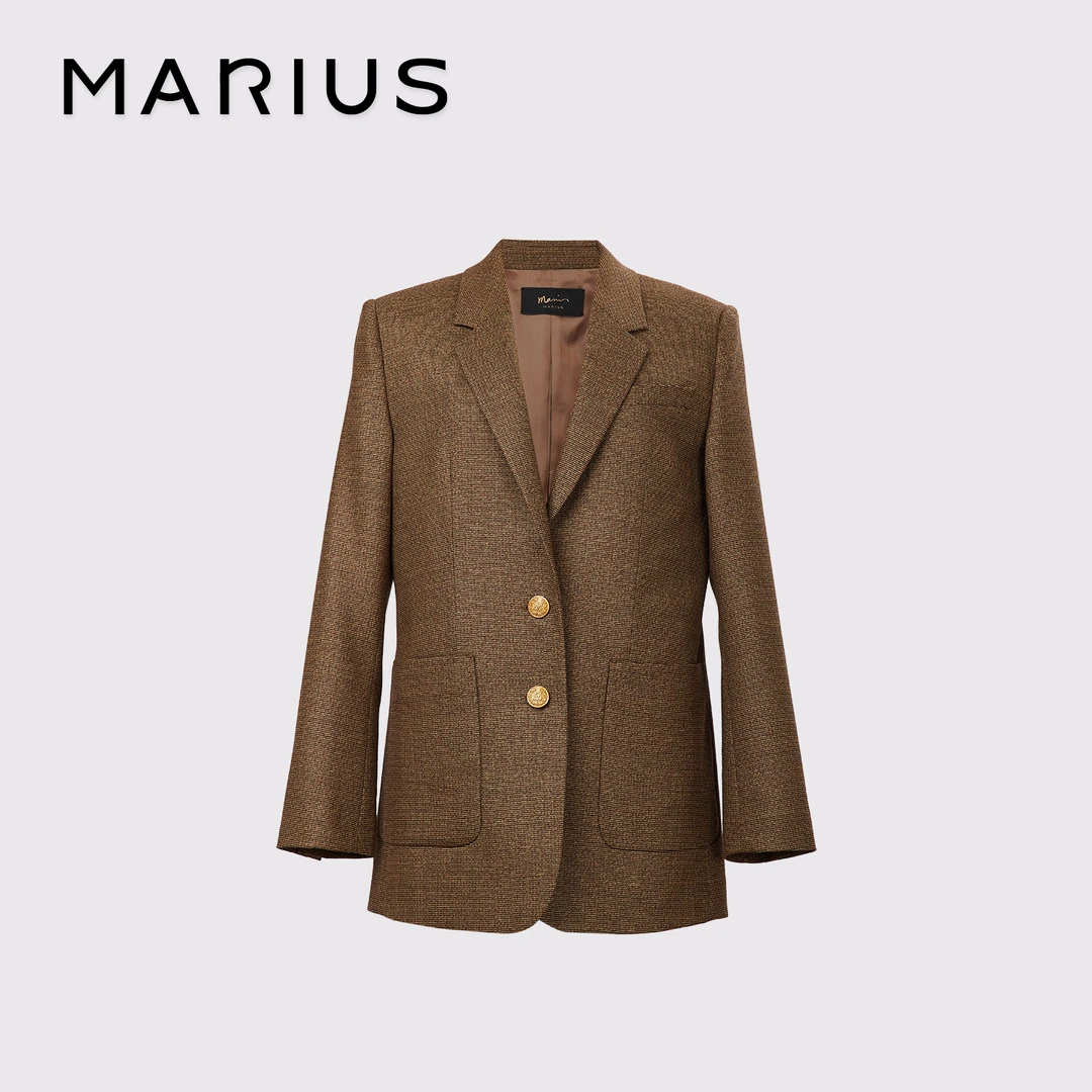 MARIUS“蚂蚁布”千鸟格西装套装可追溯羊毛高定两粒扣贴袋西装