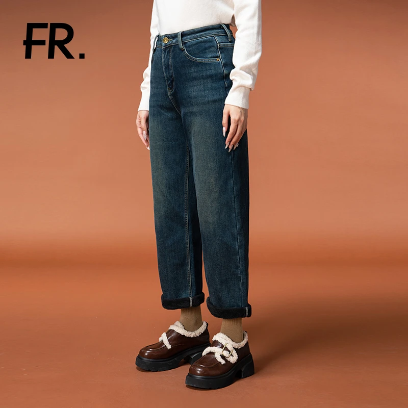 凡人优品裤子牛仔裤显瘦保暖休闲简约时尚垂感修身牛仔裤N241