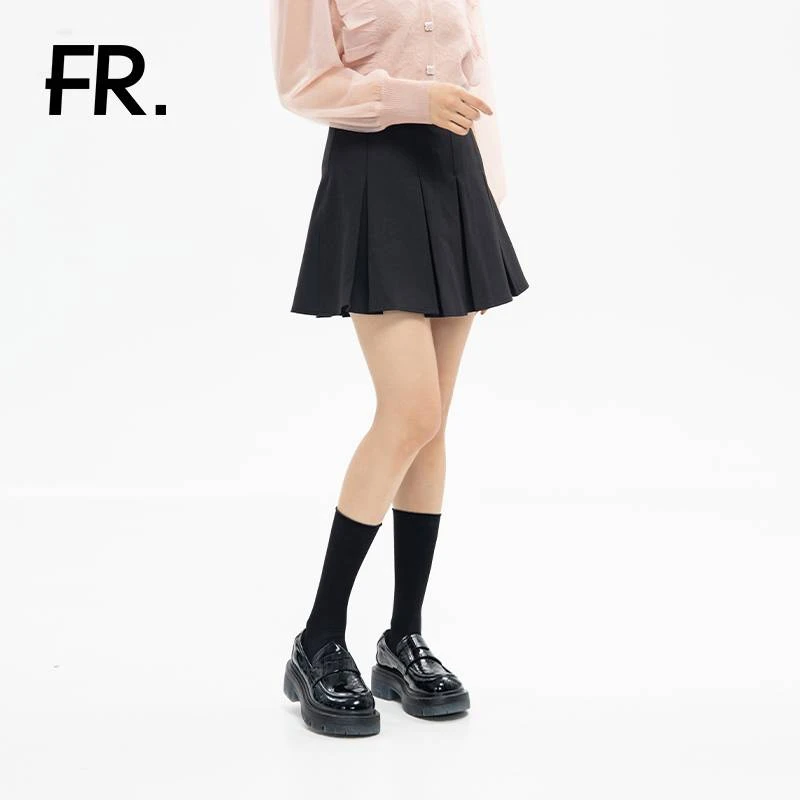 凡人优品短裙学院风时尚黑色半身裙韩版显瘦百褶裙29WCC4G360