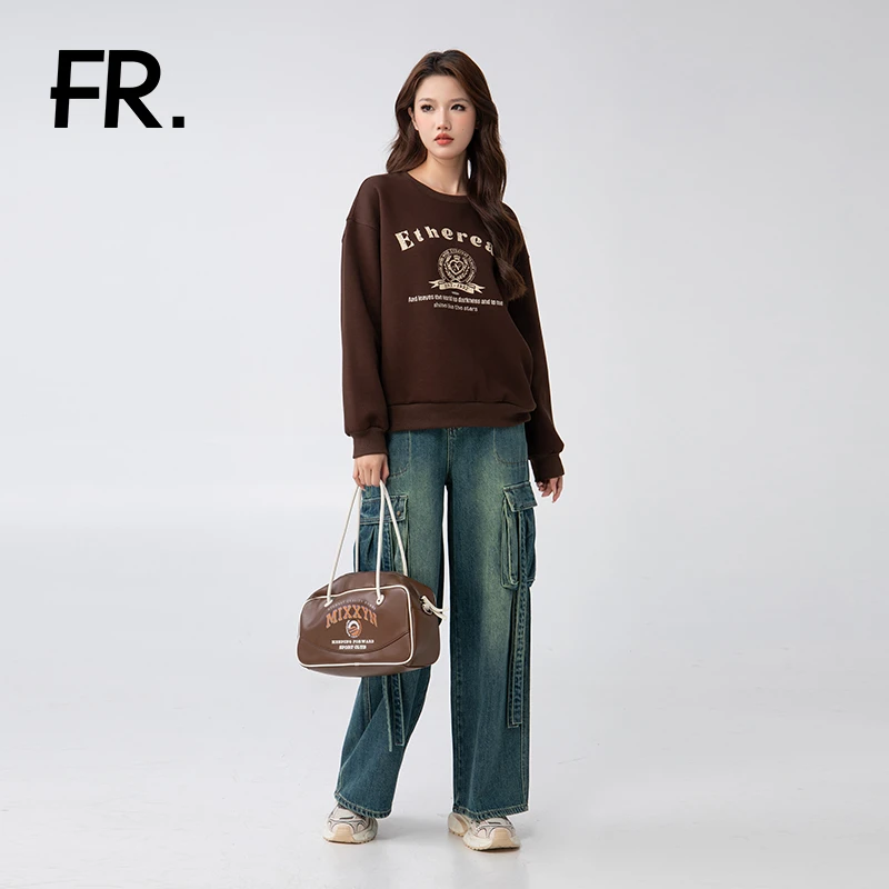 凡人优品早秋新品松弛感宽松落肩简约风时尚休闲卫衣女士上衣W065