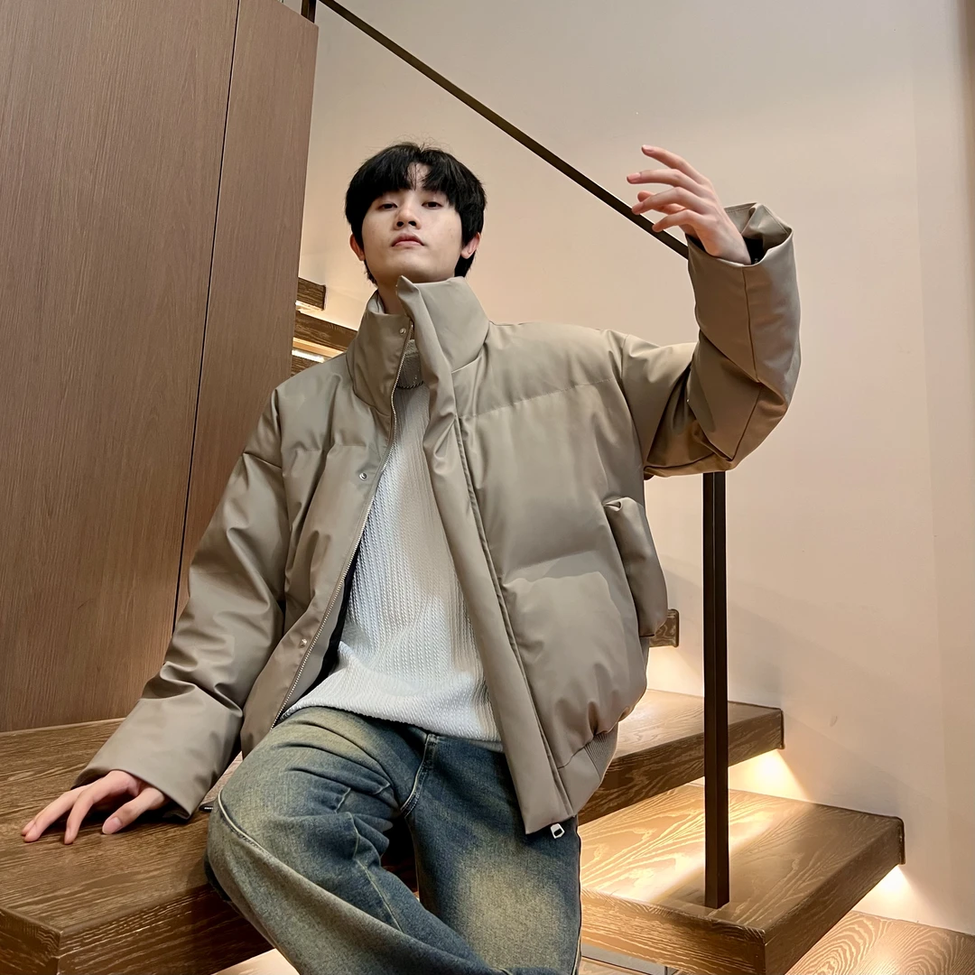 冬季短款防水皮棉衣情侣加厚棉服休闲百搭宽松保暖立领面包服棉袄