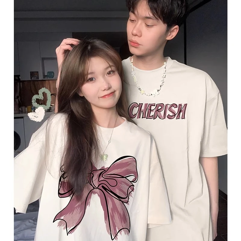不一样的网红情侣装2025新款夏季t恤潮牌短袖高级感时尚纯棉上衣