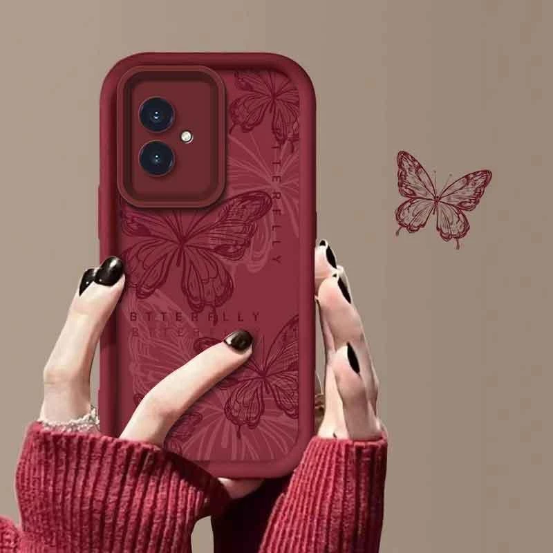 适用于荣耀100手机壳HONOR100线条蝴蝶新年女防摔软壳全包式