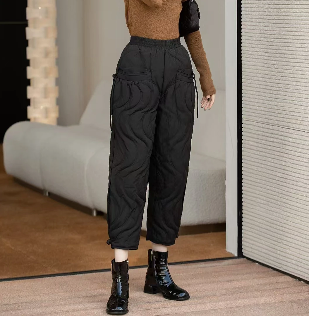 利百加 高腰白鸭绒羽绒裤大码休闲外穿显瘦百搭宽松9901