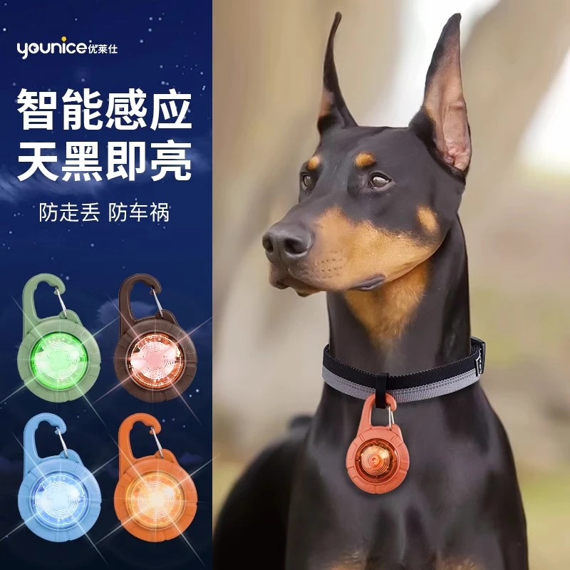 led遛狗灯狗狗夜行灯夜间发光吊坠防走丢狗牌宠物夜灯社交章鱼灯