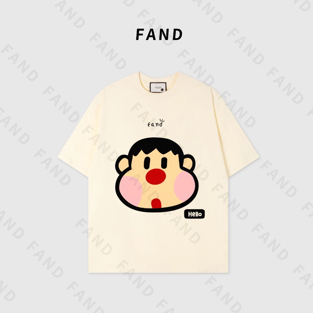 FAND饭饭【胖虎】3420女休闲百搭宽松遮屁落肩吸汗纯棉短袖T恤上衣