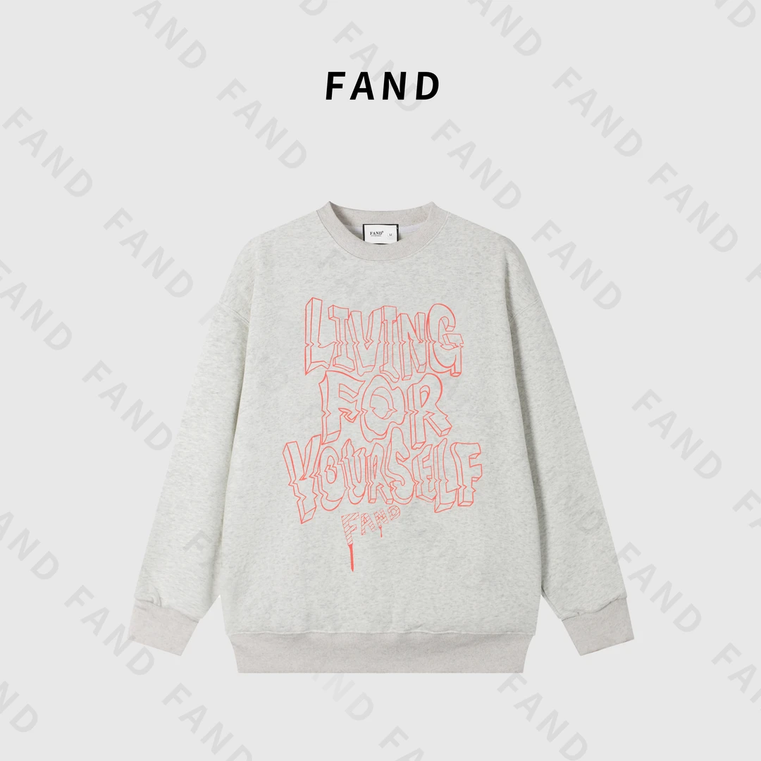 FAND品牌【BF风】2024秋冬不加绒休闲字母印花宽松圆领长袖套头卫衣