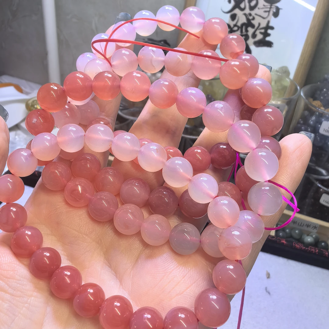 渐变水蜜桃盐源玛瑙9-10mm手串