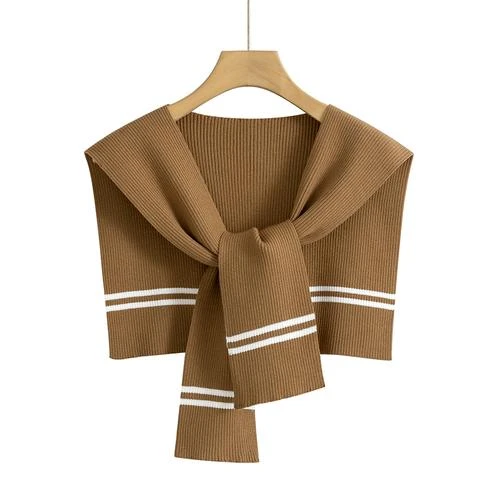 2024新款春秋时尚条纹交叉针织秋冬女夏季百搭空调房护肩搭肩坎肩