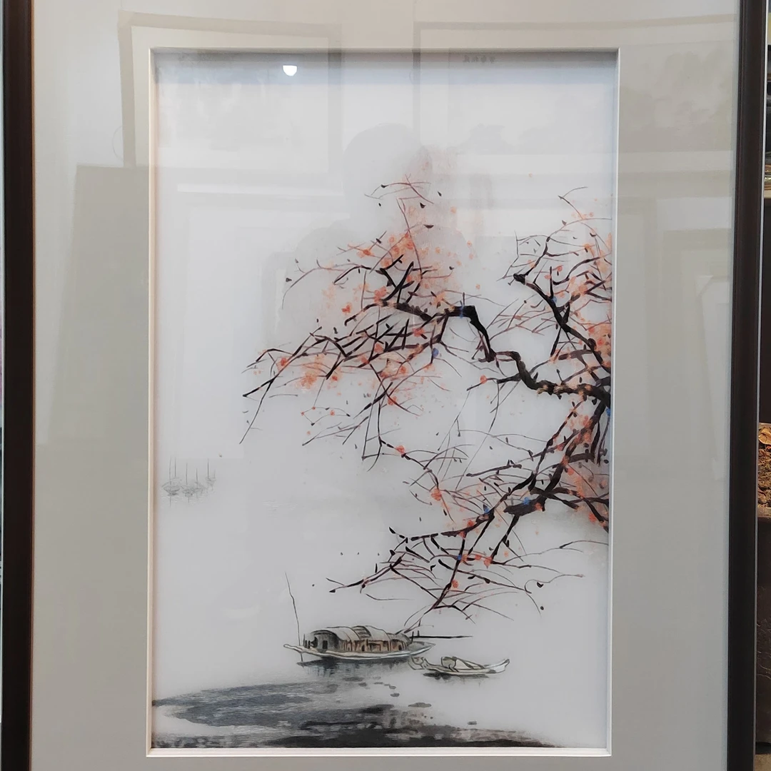 纯手工挂画刺绣江南水乡