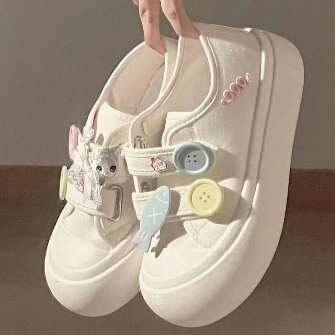 奶fufu小白鞋女2024秋季新款小众原创DIY学生厚底百搭小众鞋子