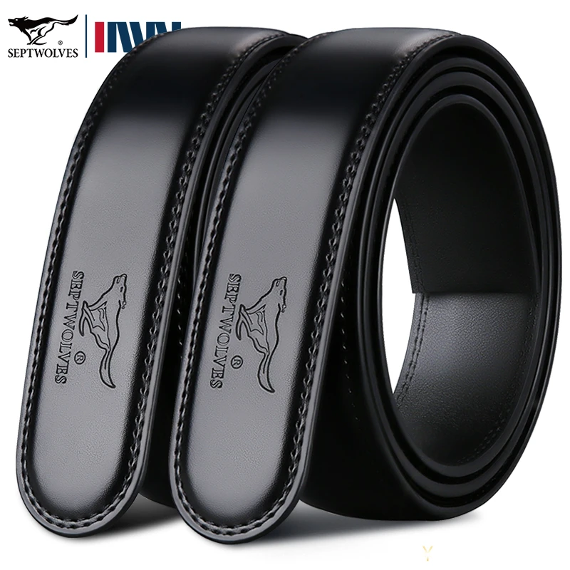 七匹狼无头皮带男士真皮腰带无扣头纯牛皮自动扣不带头高档裤带身